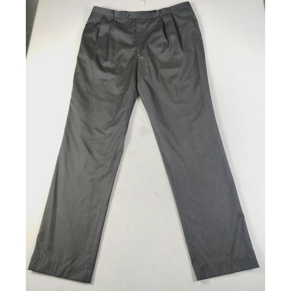 Jos. A. Bank Signature Dress‎ Pants Mens 42x32 Gray Wool Pleated Classic Office
